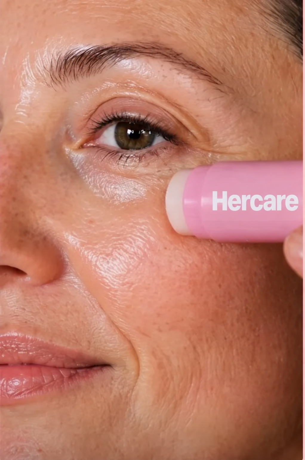 Hercare balm applied beneath the eye