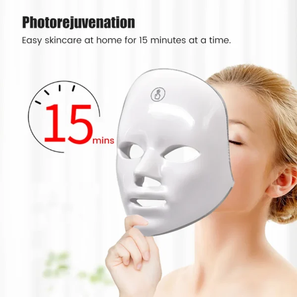 LED Facial Mask Photon Therapy Face Skin Care Mask Skin Rejuvenation + Face Massager EMS Photon Therapy Face Neck Lifting Beauty - Image 4