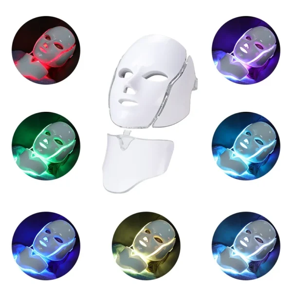 7 Colors LED Facial Mask with Neck LED Light Therapy Mask - Image 3