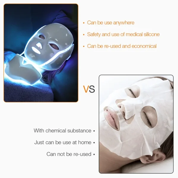 7 Colors LED Facial Mask with Neck LED Light Therapy Mask - Image 6