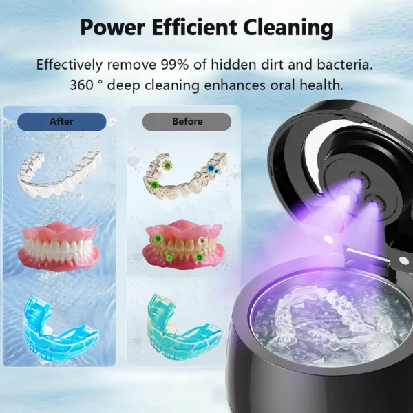 Ultrasonic Retainer Cleaner 43kHz Professional UV Cleaner for Dentures Mouth Guard Aligner Jewelry Ultrasound Washing Machine - Image 6