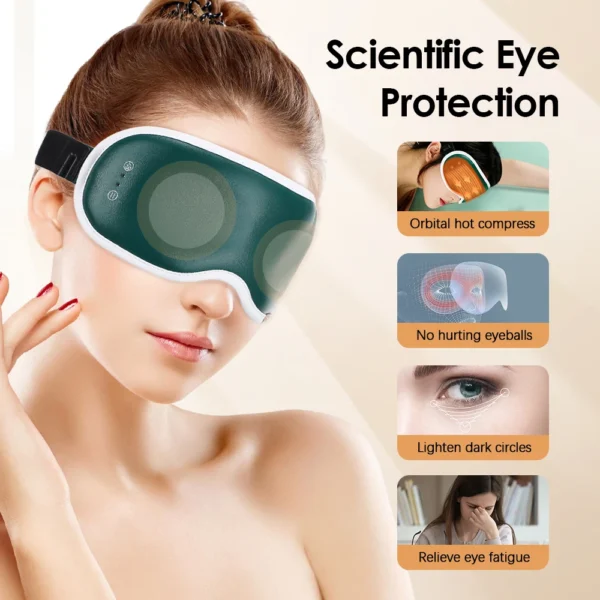 Graphene Eye Massager Wireless Rechargeable Ice & Hot Compress Vibration Massage Eye Mask Eye Care Relieve Tired Eyes Dry