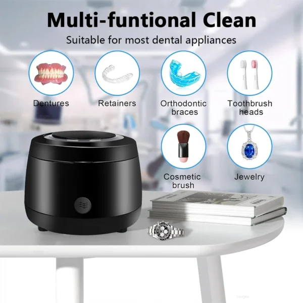 Ultrasonic Retainer Cleaner 43kHz Professional UV Cleaner for Dentures Mouth Guard Aligner Jewelry Ultrasound Washing Machine - Image 2